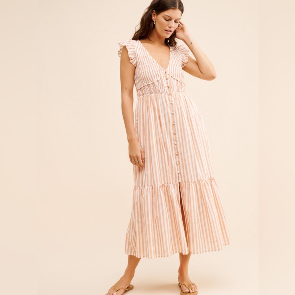 Anthropologie Peregrine Yarn Dye Midi Dress